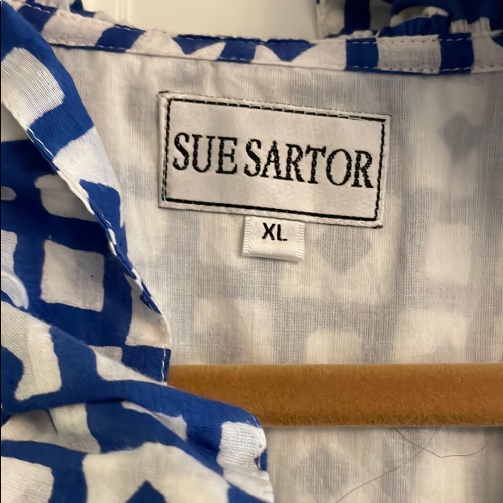 Sue Sartor Shorty Blue and White Sleeveless Resort Dress